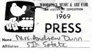 FE press pass, Woodstock music festival, 1969