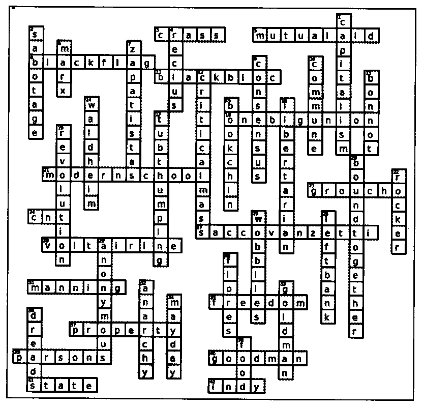 Answers for Anarcho-Crossword, Fifth Estate 390