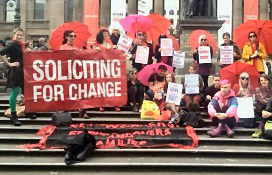 Participants at the Red Umbrella Rally, Festival of Sex Work, Melbourne 2013