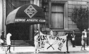 Anarchists picketing the posh downtown Detroit Athletic Club, June 1991