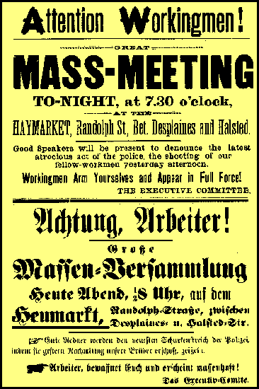 Poster for Haymarket rally, 1886
