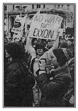 Photo of anti-draft demonstration, 1979. See text in caption.