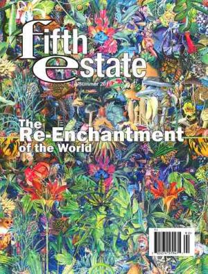 Cover image, Issue 404, Summer, 2019, features a naturalistic "riot of color" collage as background. Heading reads "The Re-enchantment of the World."