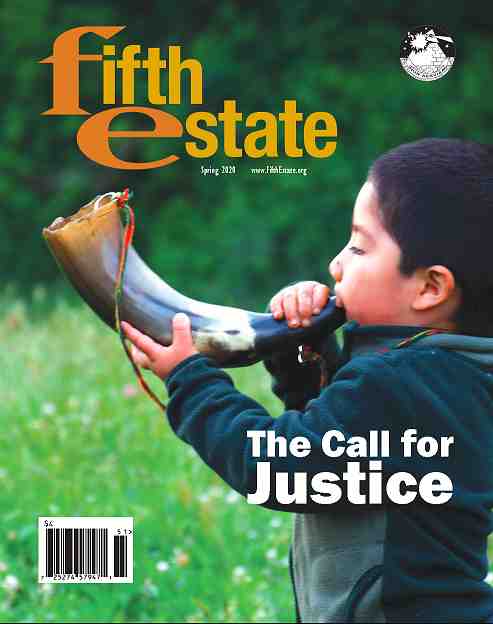 Cover image, Issue 406, Spring 2020. Photo shows a boy blowing a ram's horn. Headline reads, "The Call for Justice."