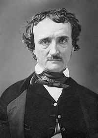 Photo, a head and shoulders portrait of a middle-age Edgar Allen Poe