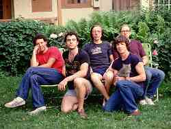 Photo shows Layabouts members in a languid summertime pose.
