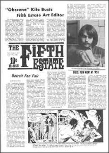 Cover image, Issue 31, June 1-15, 1967, shows 3 page-one stories: Detroit Fan Fair; "Obscene" Kite Busts Fifth Estate Art Editor; Piece Pow-Wow at WSU.