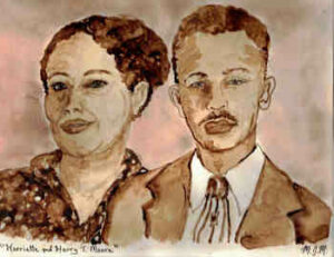 A portrait of Harriet and Harry T. Moore, painting by Marius Mason