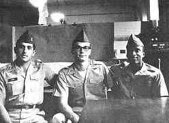Photo shows (left to right) Pvt. Dennis Mora, PFC James Johnson, and Pvt. David Samas. On June 30, 1966 the three began a court action to prohibit the U.S. Secretary of Defense and the Secretary of the Army from ordering them to Vietnam.