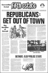 Front-page image, Issue 302A, Extra, July 14-16, 1980. Front side of a 17 by 22 inch broadside special edition. Main headline reads, "Republicans: Get Out Of Town!"