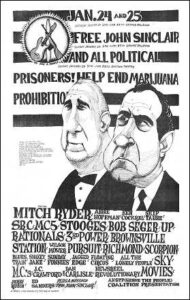 Poster image, reads "Free John Sinclair and all political prisoners; end marijuana prohibition"