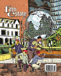Cover image, Issue 417. Cartoon shows a characterization of a modern urban protest scene