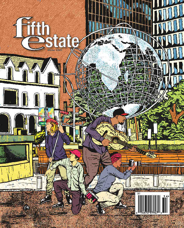 Cover image, Issue 417. Cartoon shows a characterization of a modern urban protest scene