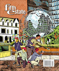 Cover image, Issue 417. Cartoon shows a characterization of a modern urban protest scene